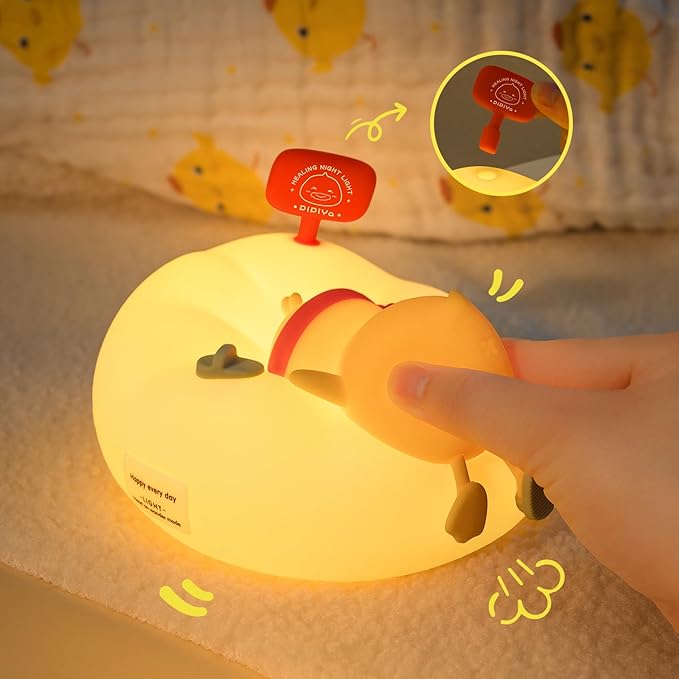 Duck Night Light for Kids, 3 Brightness Levels LED Nursery Lamp Dimmable & Rechargeable, Duck Silicone Lamp for Bedroom/Nursery,Room Decor Lamp Gift for Adult Toddler/Boys/Girls Yellow