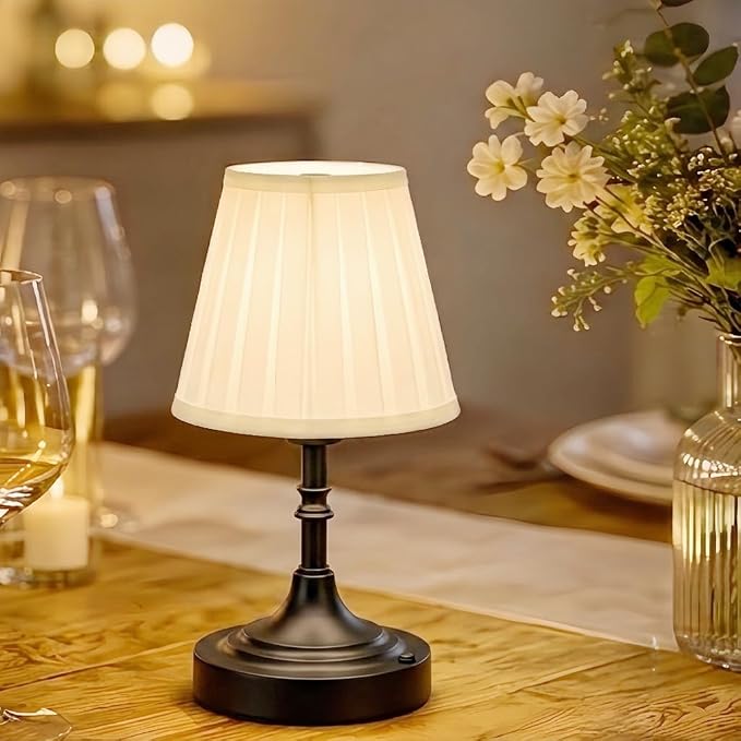 Balck Small Cordless Table Lamp Rechargeable - Kitchen Countertop Tabletop | Touch Lamp｜ Mini Lamp｜Restaurant Table｜Bookshelf | Counter Top ｜Wireless ｜Vintage｜Home Decor | Farmhouse Boho