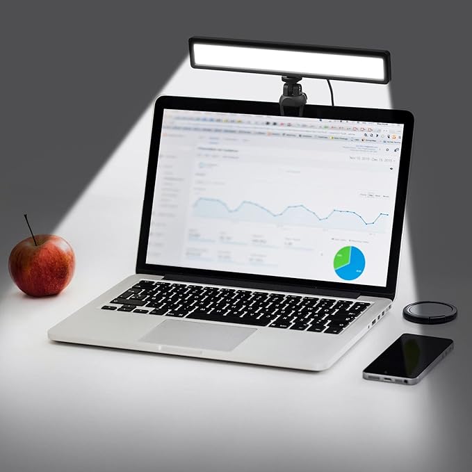 Andoer Computer Laptop Monitor Light Bar Video Conference Light Screen Lamp Fill-in Lamps USB Powered 3 Color Temperature Dimmable with Mini Tripod Screen Clamp for Video Conferences Remote