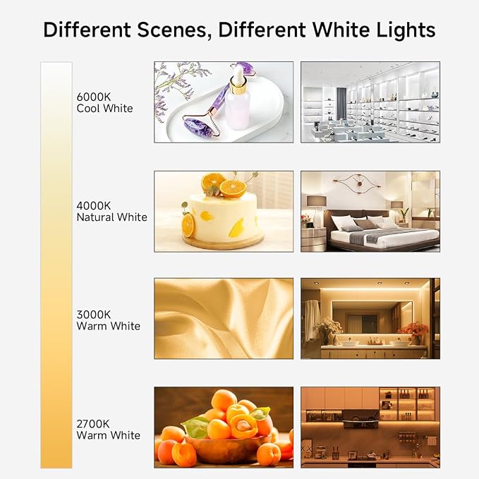 BTF-LIGHTING FCOB COB LED Strip Warm White 3000K IP65, UL Listed 16.4FT DC24V Flexible Uniform Light, 3M Tape CRI 90+ 8mm Width Dimmable LED Ribbon for Home Indoor Decor(No Adapter or Controller)