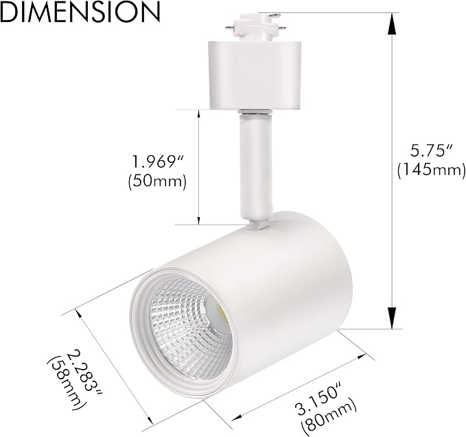 CLOUDY BAY LED Track Lighting Heads,3000K/4000K/5000K Selectable,Dimmable 8W,CRI90+ True Color Rendering Adjustable Tilt Angle Track Light,White,Halo Type,Pack of 6