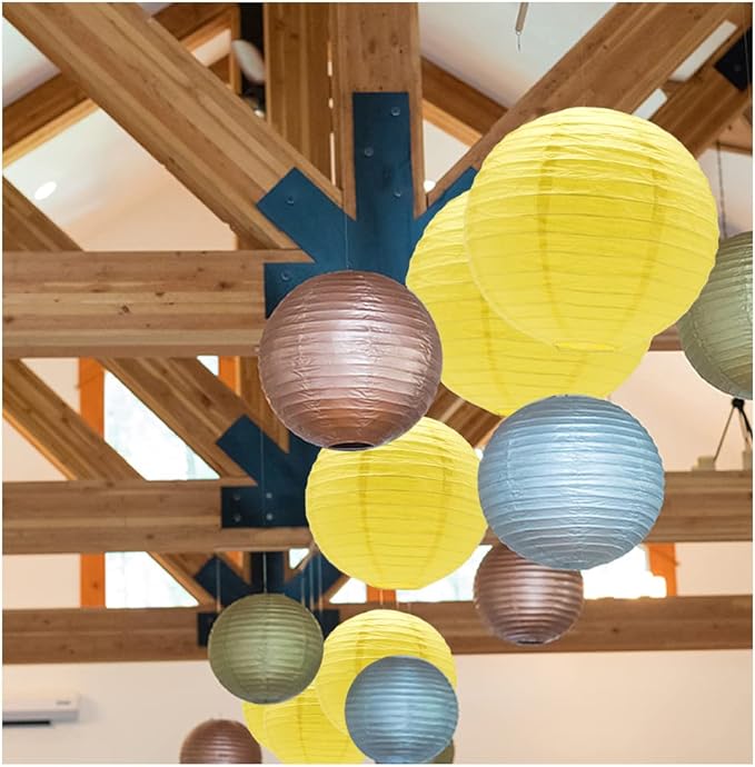 3pcs Paper Lanterns Decorative Round Chinese Paper Lanterns for Birthday Halloween Wedding Baby Bridal Shower Home Decor Party Decoration (12in/Yellow)