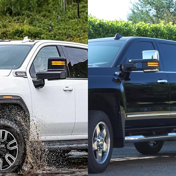 ROCCS Blinker Yellow Full LED Side Tow Mirror Marker Light fit for 3rd Generation Chevy Silverado / 4th Generation GMC Sierra 2014–2019 OEM ONLY, Clear Lens