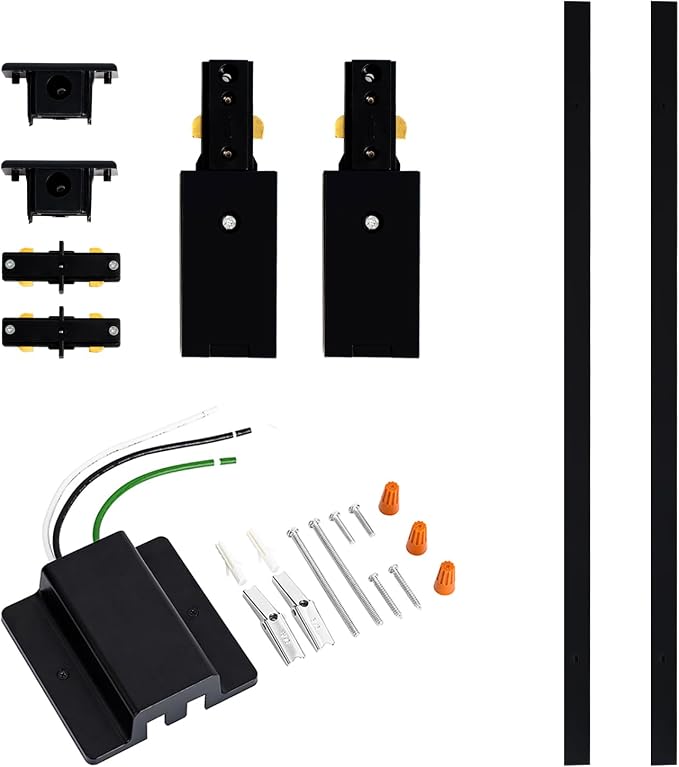 VANoopee 6.6FT H Track Lighting Rails with Floating Canopy Connector, Black | H Type Track Lighting Kit | End Caps, Live End Feeds, I T & L Connectors Included | H Style Track System Compatible