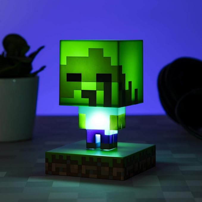 Paladone Minecraft Zombie Light - Officially Licensed Merchandise, Portable Night Light and Gaming Room Decor for Kids, Gift for Gamer, Battery Powered, Green