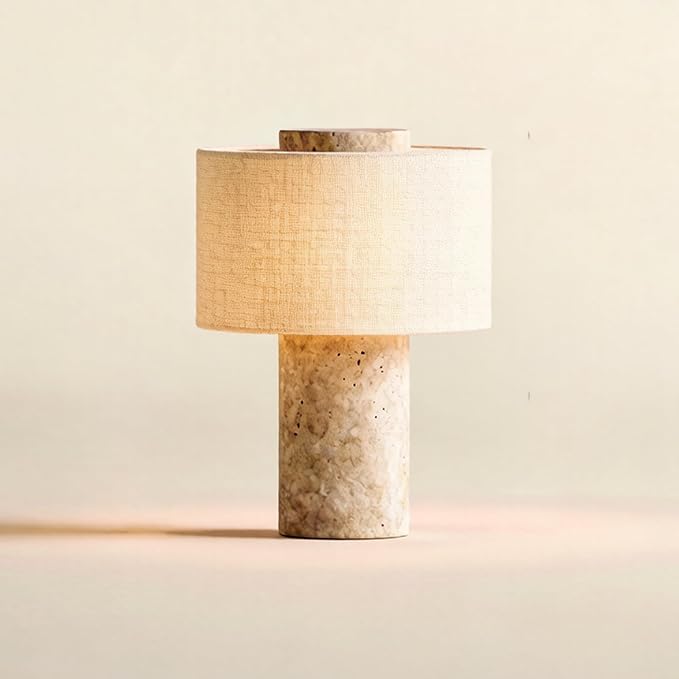 BSOD Travertine Lamp, Rechargeable 10 Inch Stone Table Lamp Marble Wabi Sabi Light Fixture Cordless Touch Dimmable LED Decor for Console, Side, Entryway, Foyer, Counter(Rechargeable Travertine Lamp)