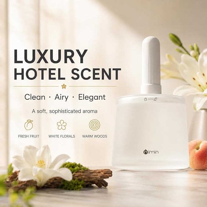 NIMIN Motion Activated Essential Oil Diffuser, Smart Wireless Scent Air Machine with 280ml Jumbo Capacity, 30dB Quiet Waterless Diffusers for Home, Bedroom, Bathroom, 4-Color Ambient Light