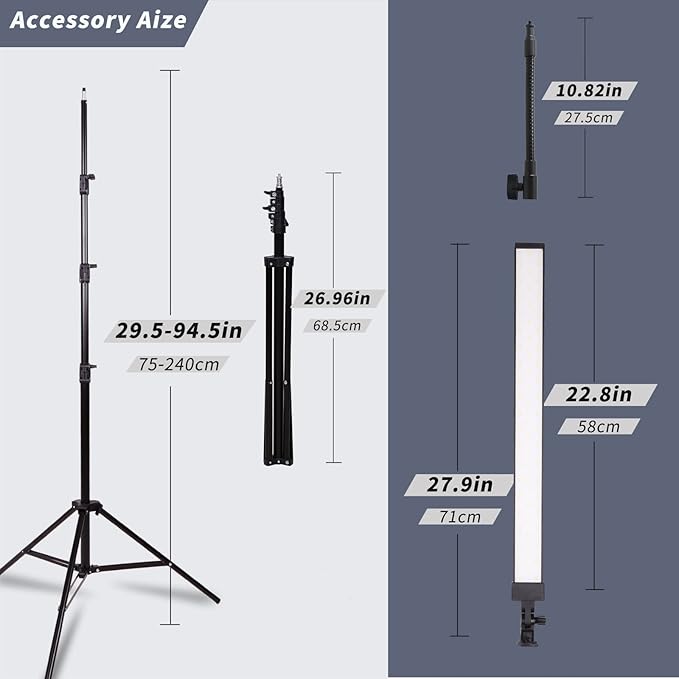 Photography Studio LED Lighting Kit with Light Stand Bag Soft Tube for Beauty, Eyebrow, Tattoo, Makeup, Dentistry, Eyelash, Portrait, Product Photography Fill Light