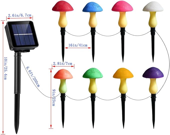 Solar Garden Decor Lights 8 Crack Mushrooms Outdoor Decor Stake Lights, Waterproof Solar Pathway Light Gardening Gifts for Garden Gnomes Backyard Flower Bed Christmas Decorations