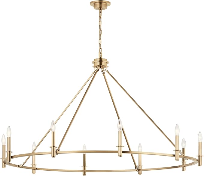 KICHLER Carrick 10-Light Chandelier, Updated Traditional Light in Polished Nickel, Sloped Ceiling Compatible, for Foyer, Great Room, Dining Room or Vaulted Bedroom (31" x 54.25"), 52707CPZ