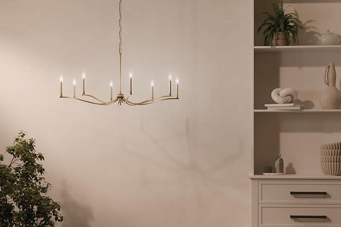 Kichler Malene 6-Light Chandelier, Updated Traditional Light in Champagne Bronze, Sloped Ceiling Compatible, for Foyer, Dining Room or Living Room (22.25" x 42"), 52696CPZ
