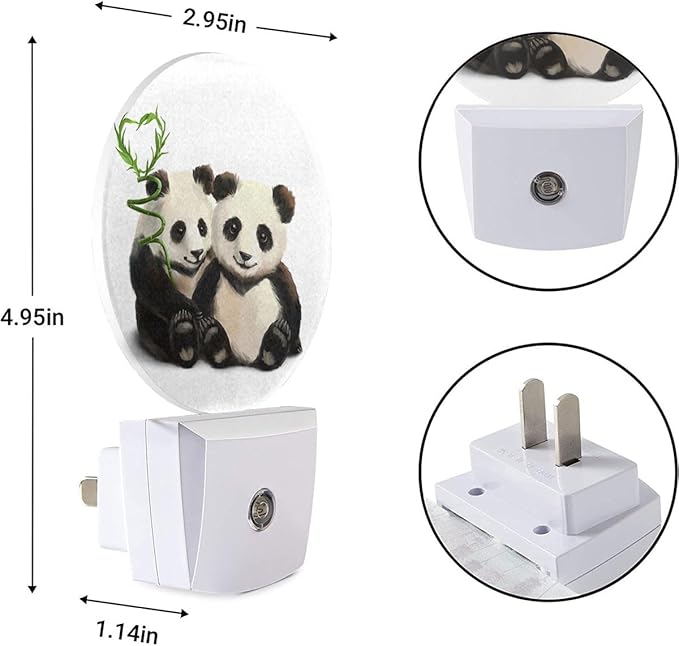 EKOBLA Cute Panda Night Lights Plug into Wall Panda Bear Bamboo Plug-in Nightlights Home Auto Sensor LED Dusk to Dawn Light for Bedroom Bathroom Kitchen Corridor