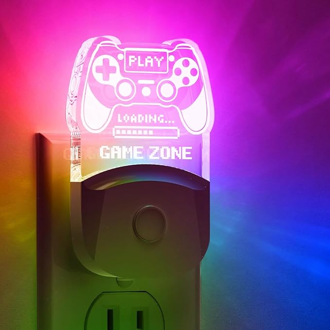 L LOHAS LED Night Light For Kids, Gamepad Shape Night Lights Plug into Wall | Plug in Night Light with Multi Color Personalized, Dusk to Dawn Sensor, Ideal for Boys, Game's Room Decor, Bedroom 1 Pack