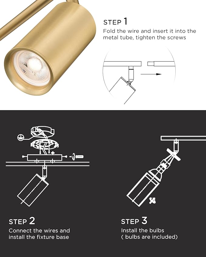 FEMILA 53" Track Lighting Fixtures Ceiling, 3000K LED Track Light Ceiling, Bulb Included, Brushed Gold Finish, GU10 Base, 4FS84TL-6 BG