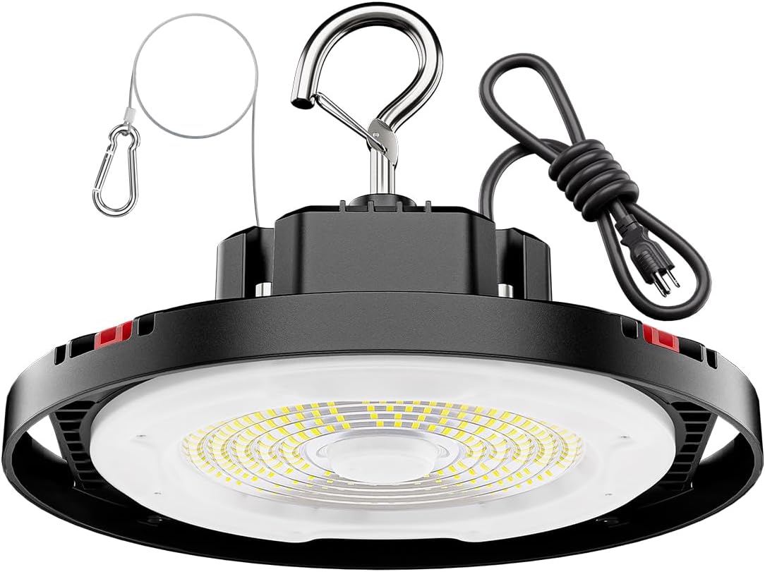 160W UFO LED High Bay Light, 24,000LM LED Shop Lights for Garage Warehouse Workshop, 5000K Daylight IP65 Waterproof Commercial Ceiling Fixture, 700W HPS/MH Equiv, ETL Listed, 6ft Cord, 1-Pack