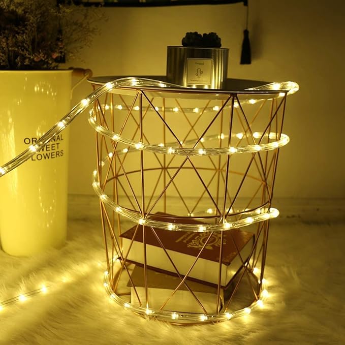 LiyuanQ 300 LED Solar Rope Lights Outdoor 99 FT Bright Solar Garden String Lights Durable 8 Modes Outdoor Fairy Lights Waterproof Solar Garden Decorative Lights for Fence Patio Decor (Warm)