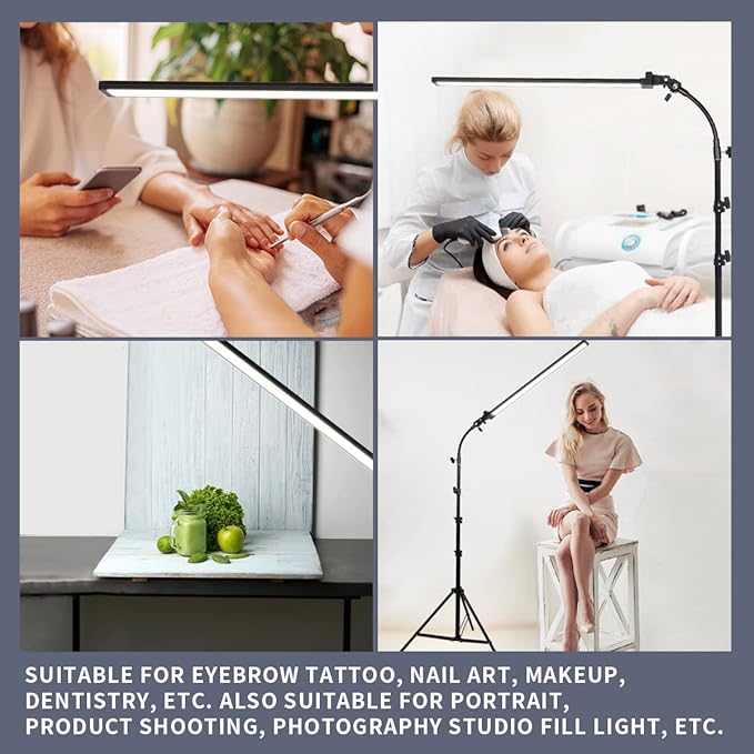 Photography Studio LED Lighting Kit with Light Stand Bag Soft Tube for Beauty, Eyebrow, Tattoo, Makeup, Dentistry, Eyelash, Portrait, Product Photography Fill Light