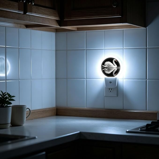 Decorative Night Lights Elegant Swan Plug-in Nightlight Auto Light Sensors | White Wings Night Lights Plug into Wall LED Lamp Dusk-to-Dawn Auto Sensor for Bedroom Kitchen Toilet Hallway, Energy Saving