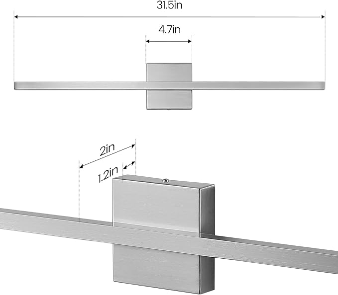 Brushed Nickel Bathroom Light Fixture Over Mirror - Modern Vanity Light Fixture - 31.5 inch 22W LED Dimmable 5CCT Wall Sconce Lighting Fixture for Bathroom Bedroom