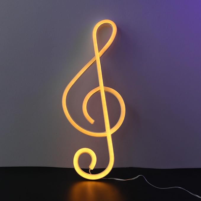 ENUOLI Music Note Neon Signs LED Light Sign for Wall Decor Battery/USB Operated Night Light Bedside Decor for Bedroom Wedding,Party,Kids Room,Bar,Christmas Gift(Warm White)