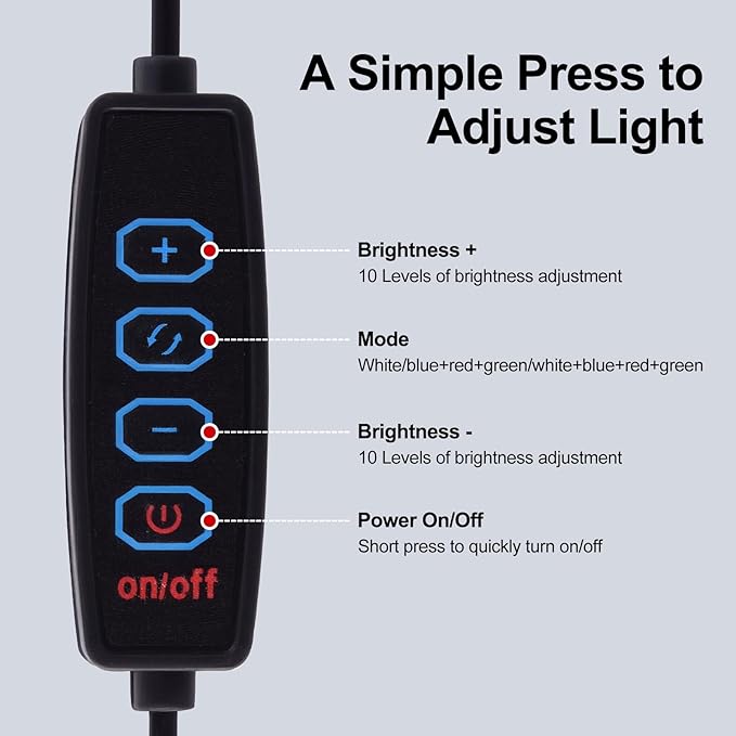 7W LED Small Aquarium Light, Betta Fish Tank Light for 1-5 Gallon, Kyymentto Clip on Fish Tank Light, Mini Aquarium Light with Adjustable Brightness, Nano Tank Light for Plants.