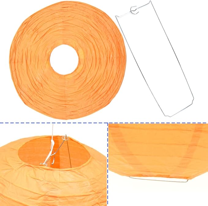 3pcs Paper Lanterns Decorative Round Chinese Paper Lanterns for Birthday Halloween Wedding Baby Bridal Shower Home Decor Party Decoration (12in/Orange)