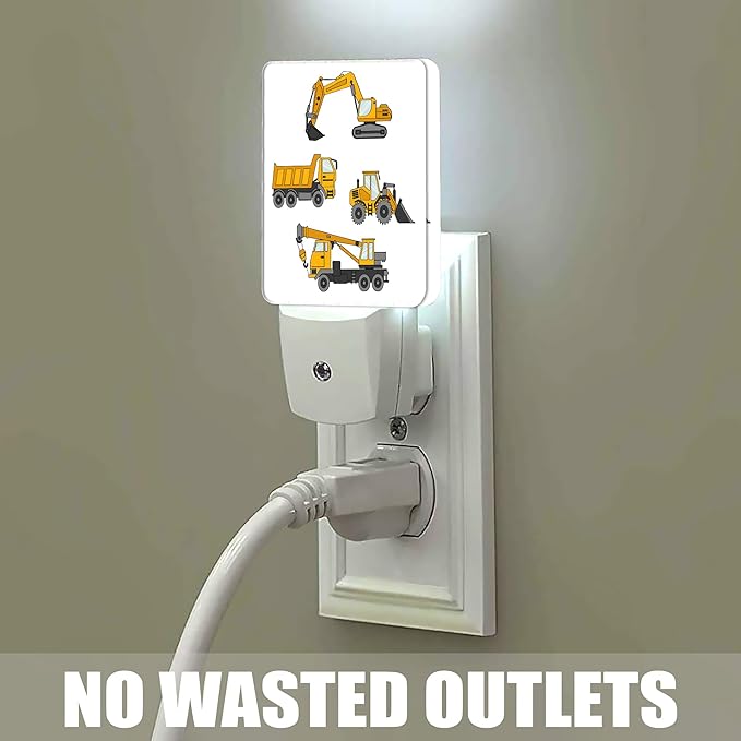 Cartoon Truck Machines Dusk to Dawn Night Light, Auto Sensor Lamp Home Indoor Stairway Kitchen Corridor, Night Lights Plug into Wall Decor, Boys Girls Women Men Room Gifts