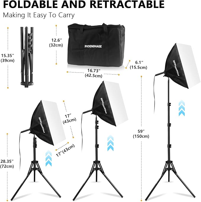 Softbox Lighting Kit, Softbox Photography Lighting Kit, 2Pcs | 17in Soft Box Lighting Set, Photography Lights, 85W 2700-6500K LED Bulb, Studio Lights for Portrait, Video Recording