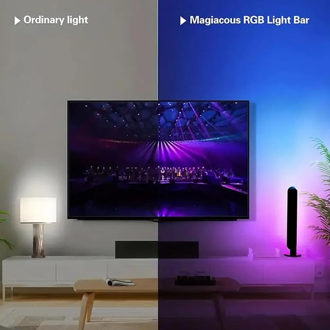 2pcs Smart LED Light, RGB Ambient Light Bars, Rhythm Lamp, Remote and APP Control, Music Sync Backlight for Gaming TV Bedroom, Desktop Lamp with Color Adjustable, timed Control