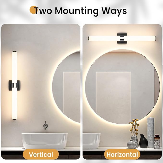Black Bathroom Vanity Light Fixtures, 31 inch Modern Bathroom Light Fixtures Over Mirror Sconce Lighting 28W 3000K LED Dimmable Vanity Light Bar for Mirror Bedroom Living Room