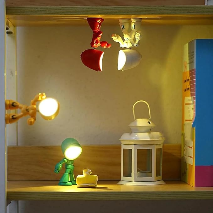 LED Mini Night Light,Adjustable Cute Cartoon Robot Companion Table Light,Bedside Reading Book Lamp for Bedroom,Office,Thanksgiving Gifts