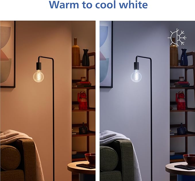 PHILIPS Smart Vintage Amber G25 25W Color Filament LED Smart Bulb 4 Pack - E26 Indoor -Connect to Your Wi-Fi - Control with Voice or App - Powered by WiZ Connected
