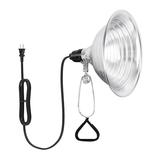 HealSmart 8.5" Clamp Light Socket, 150-Watt Maximum with 6 Feet 18/2 SPT-2 Cord, Aluminum Reflector E26 (no Bulb Included), for Reptiles and Plants Growing, 1-Pack