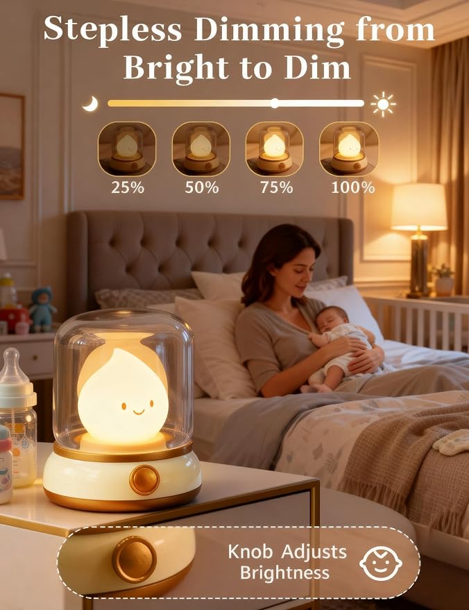 Night Light for Kids, Cute Desk Lamp, Kids Camping Essentials, Rechargeable | BANDIANCY Campfire Night Light, Dimmable Bedside Light for Bedroom, Ghost Flame, Portable, Kids Lantern, Gift for Girls Boys