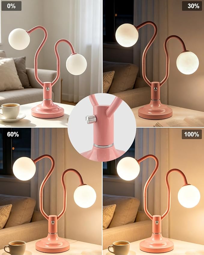 Orange Globe Table Lamp Dimmable Magic DIY Arms G9 Bulbs Included | Nightstand Modern Desk Lamp Vintage Ambient Night Light Warmwhite Kids Bedside Lamps for Bedroom Living Room Nursery Gift