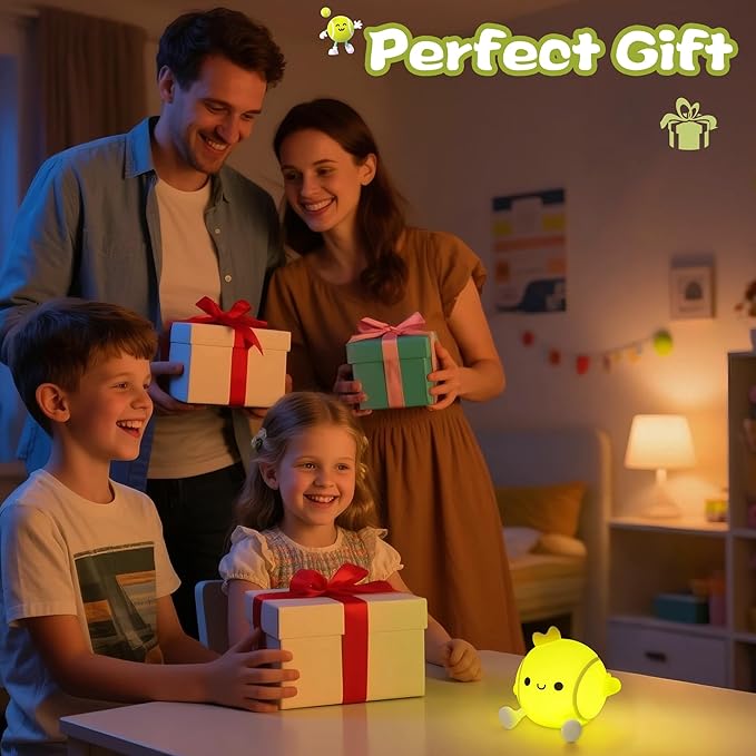 Tennis Gifts, Cute Tennis Ball Silicone Night Light, Touch Control & Timer, Suitable for Breastfeeding Reading Working Sleep for Baby Kids Teens Adults Tennis Lovers