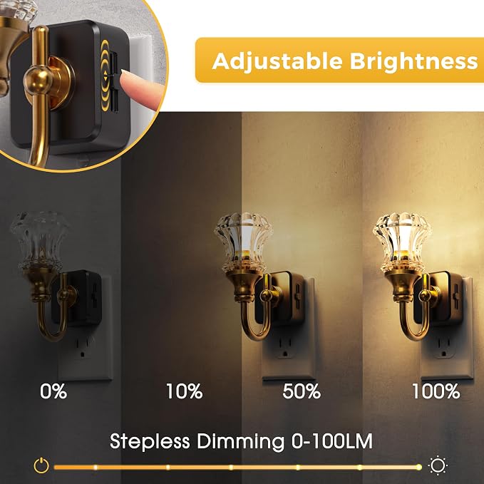 L LOHAS LED Night Lights Plug into Wall, 3000K Soft White | Floral Night Lights with Dusk to Dawn Sensor, 0-100lm Adjustable Brightness, for Hallway Bedroom Stairway