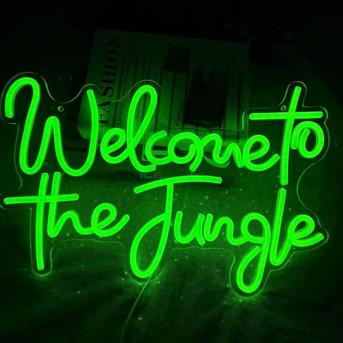Welcome To The Jungle Neon Sign Neon Art LedWall Hanging Bar Light Up Sign | Party Home Bedroom Decor, Light Up Signs,Neon Sign,Wall Neon Art