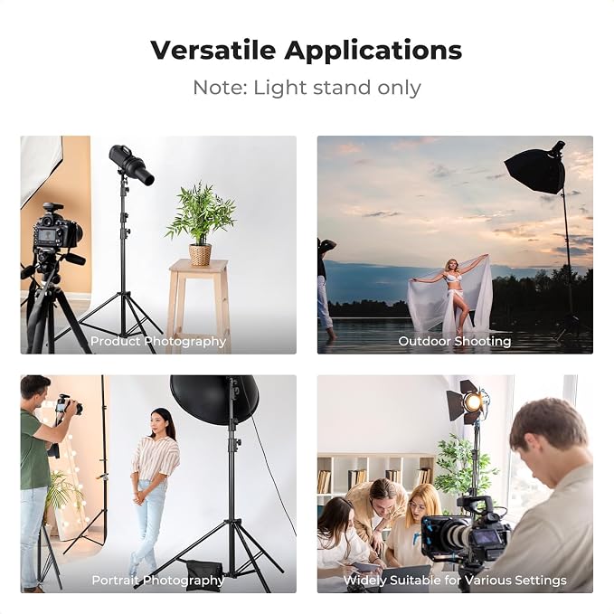 K&F CONCEPT Air Cushioned Light Stand, 53-157" Height, 1/4"-3/8" Adapter | 13.1ft Heavy Duty Photography Tripod Stand, Max Load 17.6 lbs, Sandbag Included for Studio Softbox COB Light, TL15