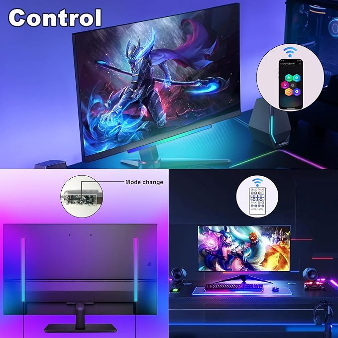 Generic RGB LED Monitor Light Bar, USB Powered, RGB Mode Change Controller, Gaming Atmosphere Light, Under The Table, Computer Accessories, Room, Hand Display