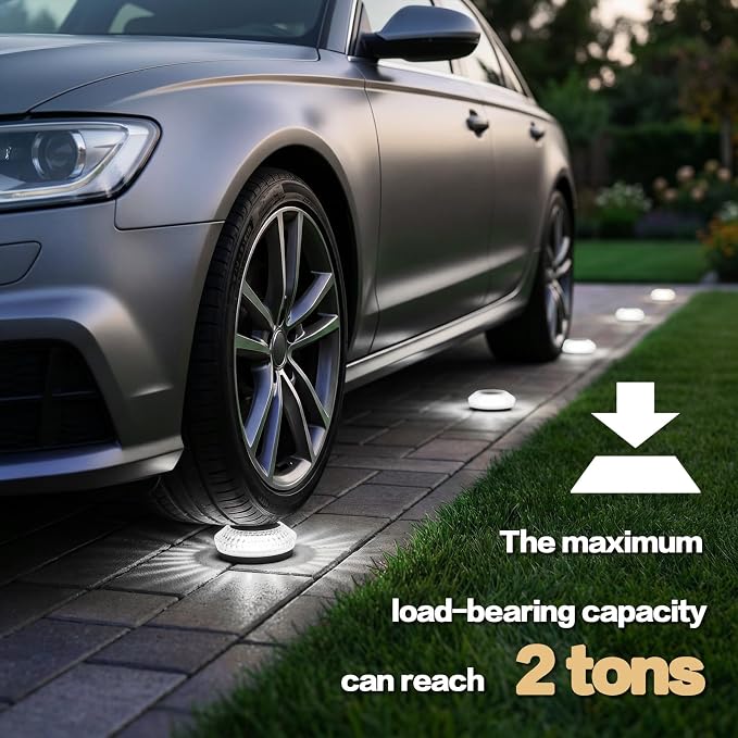 Solar Ground Lights Outdoor, 8 Pack 2.8 inch Solar Powered Pathway Lights IP67 Waterproof Anti Glare Diamond Solar Garden Lights Landscape Lighting for Patio Yard Deck Walkway, Cold White