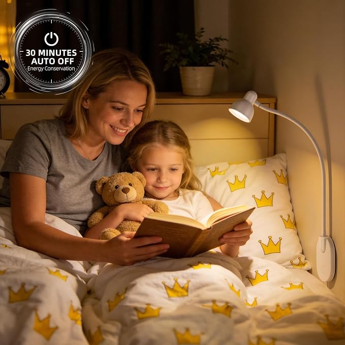 Wall Mounted Reading Light, LED Wall Bedside Lamp with Adapter White | 5 Color 10 Brightness,Plug-in Adhesive Wall Reading Lights for Books in Bed, Auto-Off Timer Wall Lights for Bedroom Headboard