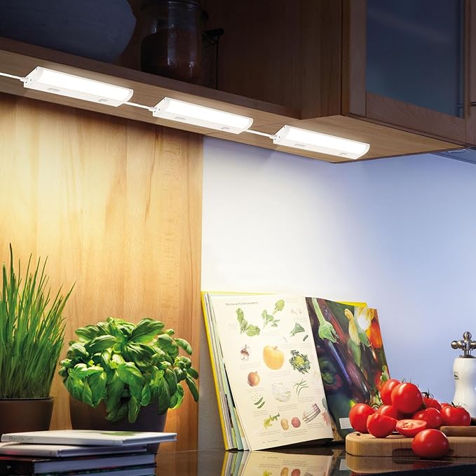 Under Cabinet LED Lights 12 Inch 6W 510LM, 5 Color Temperature 2700K/3000K/3500K/4000K/5000K Dimmable Under Counter Lights for Kitchen, Under Cabinet Light Fixture Interconnection up to 20 Lights