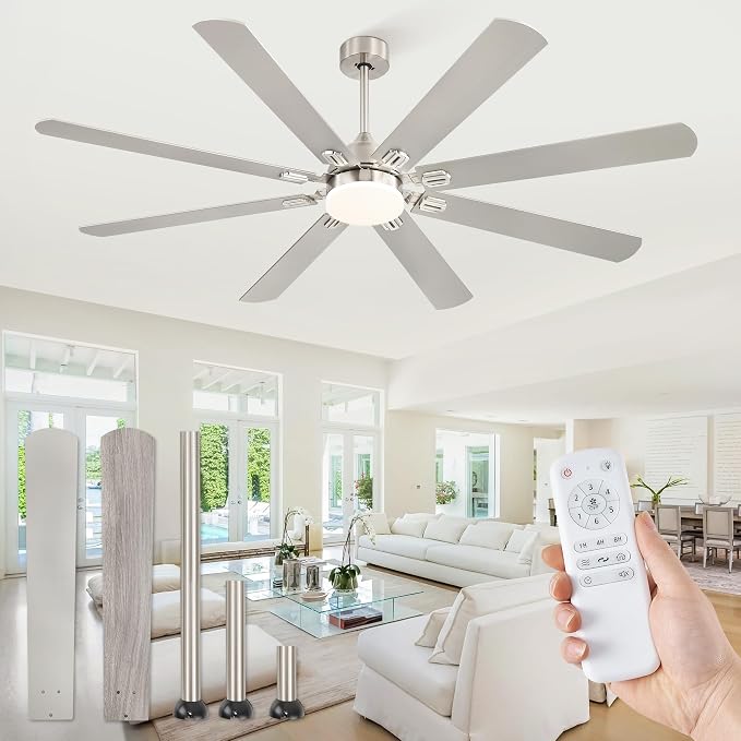 Fanbulous 72 Inch Outdoor Ceiling Fans with Lights,Black