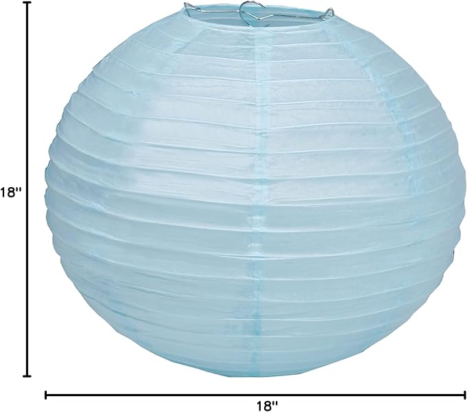 Pack Of 3 Round Paper Lanterns Lamp Wedding Birthday Party Decoration (Baby Blue, 18"/45CM)