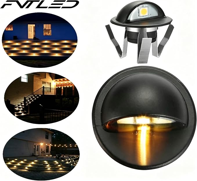 Pack of 20 Warm White Low Voltage LED Deck Lights kit Φ1.38 Outdoor Garden Yard Decoration Lamp Recessed Landscape Pathway Step Stair Warm White LED Lighting, Black
