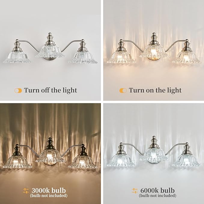 Brushed Nickel Bathroom Vanity Light Fixture 3 Light Vanity Lights for Bathroom Vanity Light Fixtures