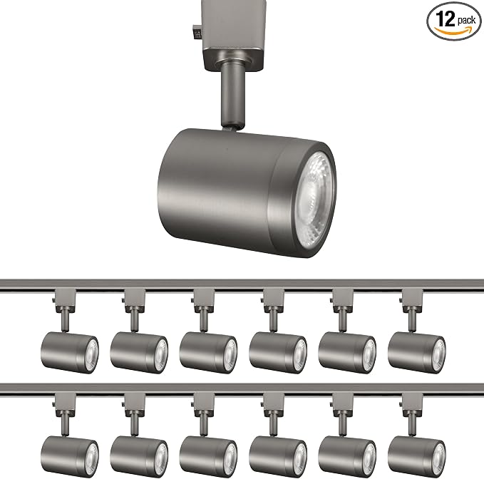 WAC Lighting Charge 8010 LED Adjustable Track Head 5-CCT Selectable 9W 865 Lumens Fully Dimmable in Brushed Nickel for H-Style 3 Wire Track (Pack of 12)