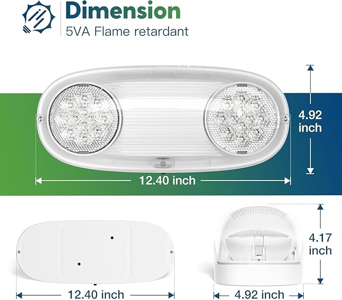 FREELICHT 6 Pack Wet Location Emergency Light for Business, IP65 Waterproof Emergency Lighting with Battery Backup, Two Heads Adjustable LED Emergency Lighting, UL 924 Certified
