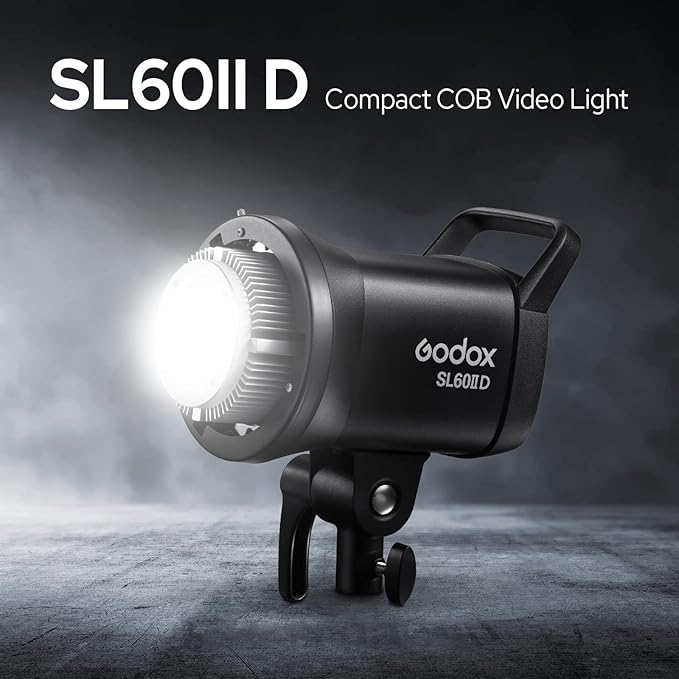 Godox SL60 SL60IID 70W LED Video Light, Cob Video Light Bowens Mount LED Studio Light, Support APP Control, CRI96+ TLCI97+, Daylight 5600K, 18600Lux@1m, Built-in 8 FX Effects, Dimmable Brightness